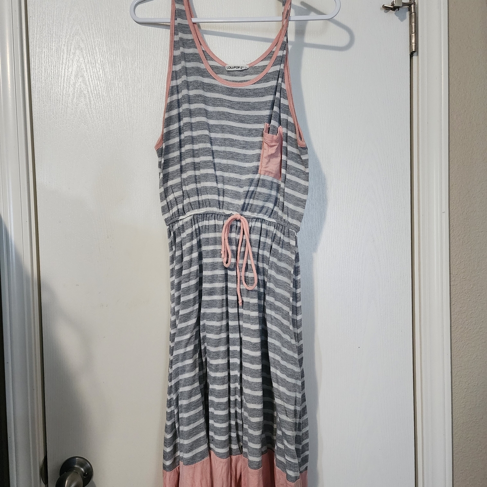Gray and Pink Striped Dress